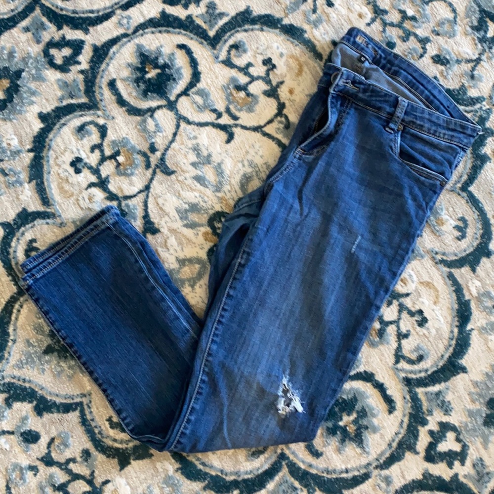 Distressed boyfriend jeans. Size 12. Mid rise